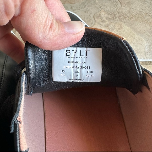 BYLT Everyday Shoes Black Leather Casual Sneakers Premium Basics​​ - Picture 2 of 8